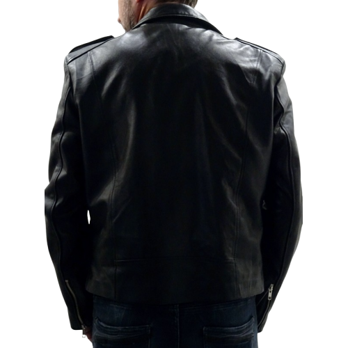 Blouson perfecto en cuir de mouton noir modèle Franky