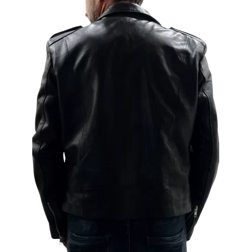 Blouson perfecto en cuir de mouton noir modèle Franky