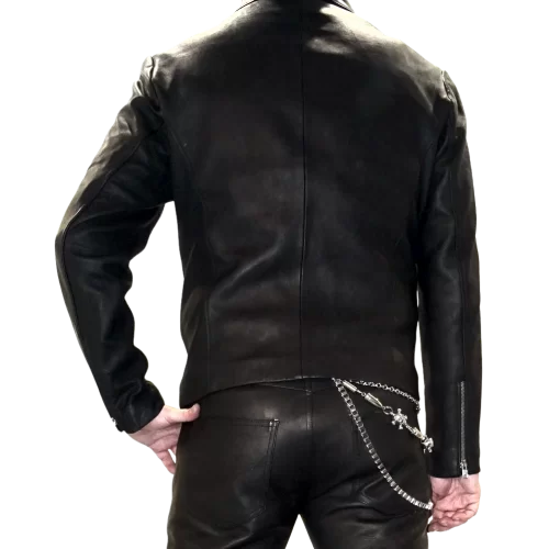 Blouson perfecto en vachette plongée noire et coté en veau pony noir modèle Ronian