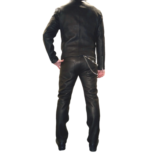 Man leather pant black model Eleon