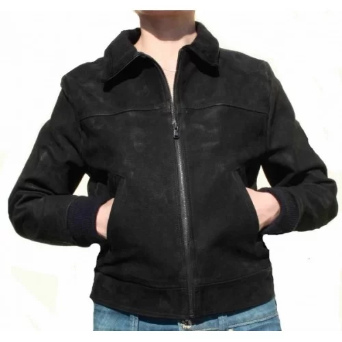 Blouson en veau velours noir modèle Betina
