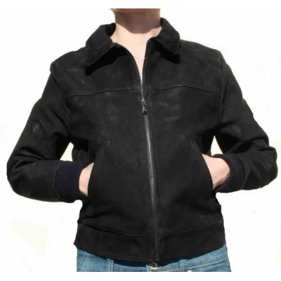 Blouson en veau velours noir modèle Betina