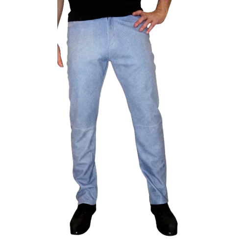 Pantalon cuir jeans modèle Barnabé en agneau impression jeans