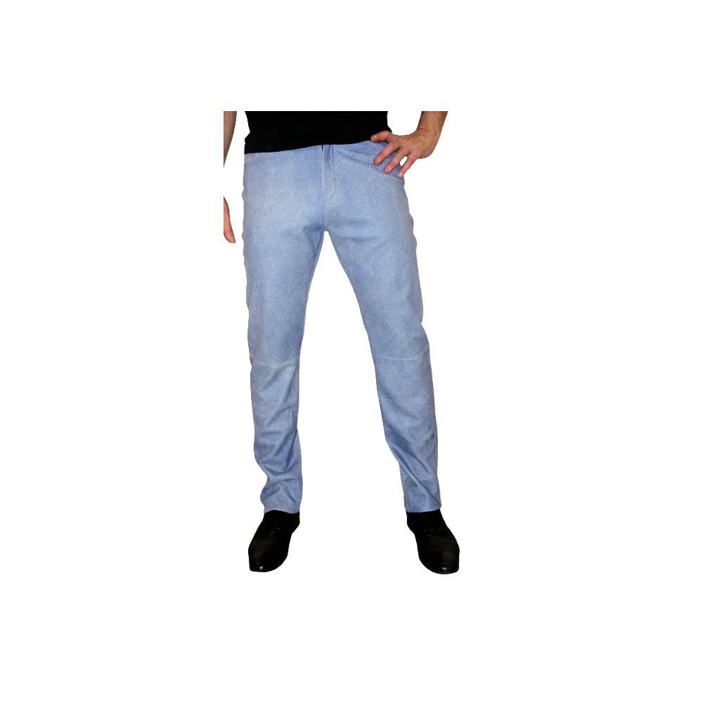 Pantalon cuir jeans modèle Barnabé en agneau impression jeans
