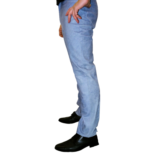 Pantalon cuir jeans modèle Barnabé en agneau impression jeans