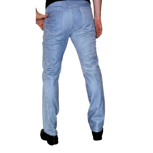 Pantalon cuir jeans modèle Barnabé en agneau impression jeans