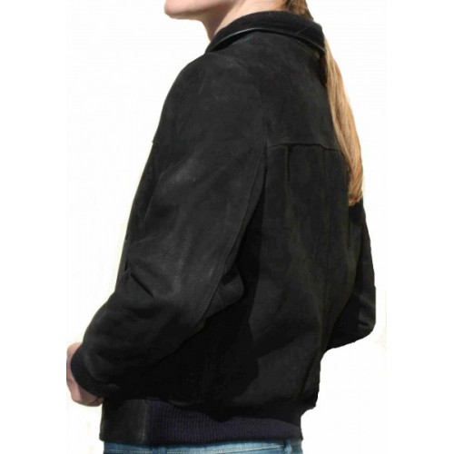 Blouson en veau velours noir modèle Betina
