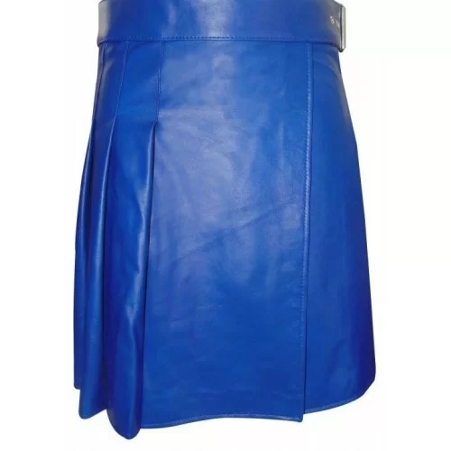 Kilt en cuir d'agneau bleu modèle Steeve