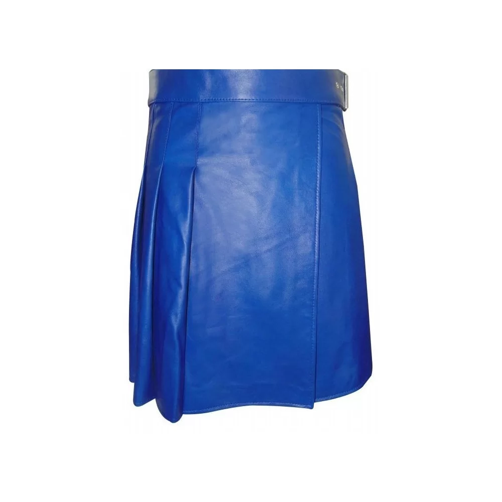 Kilt en cuir d'agneau bleu modèle Steeve