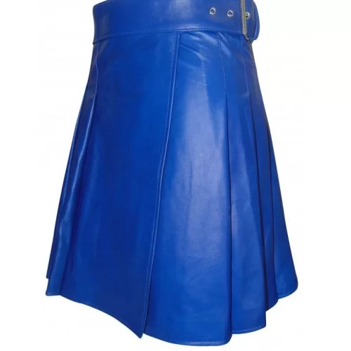 Kilt en cuir d'agneau bleu modèle Steeve