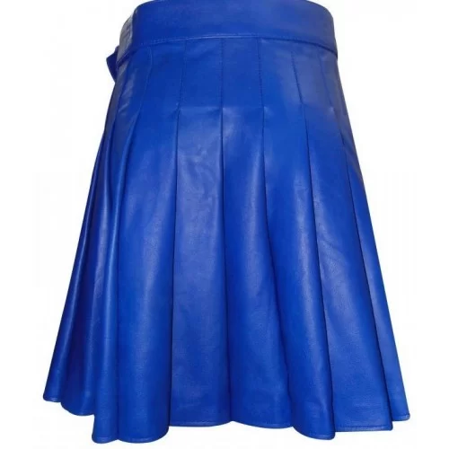 Kilt en cuir d'agneau bleu modèle Steeve