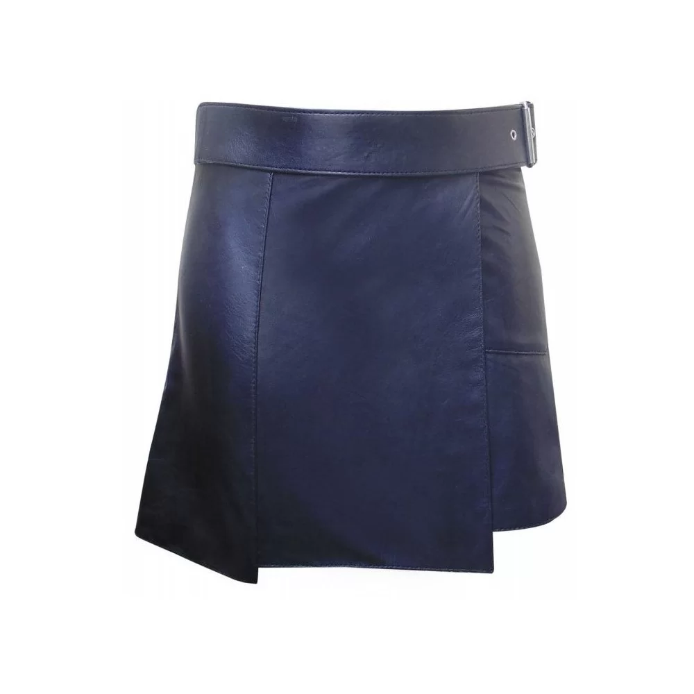 Kilt en cuir modèle Miro en agneau noir