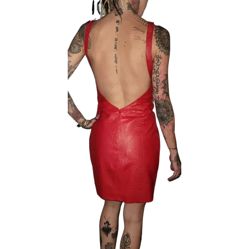 Robe modèle Béatricia en python véritable couleur rouge