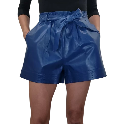 Short modèle Lucila en agneau couleur bleu