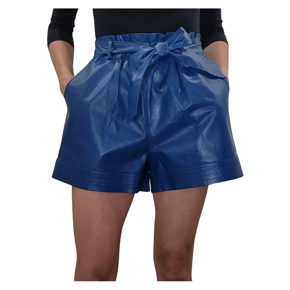 Short modèle Lucila en agneau couleur bleu