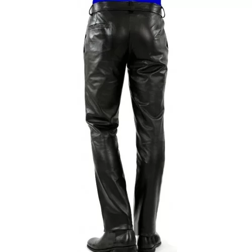 Pantalon homme cuir agneau noir poches côtés modèle Julio