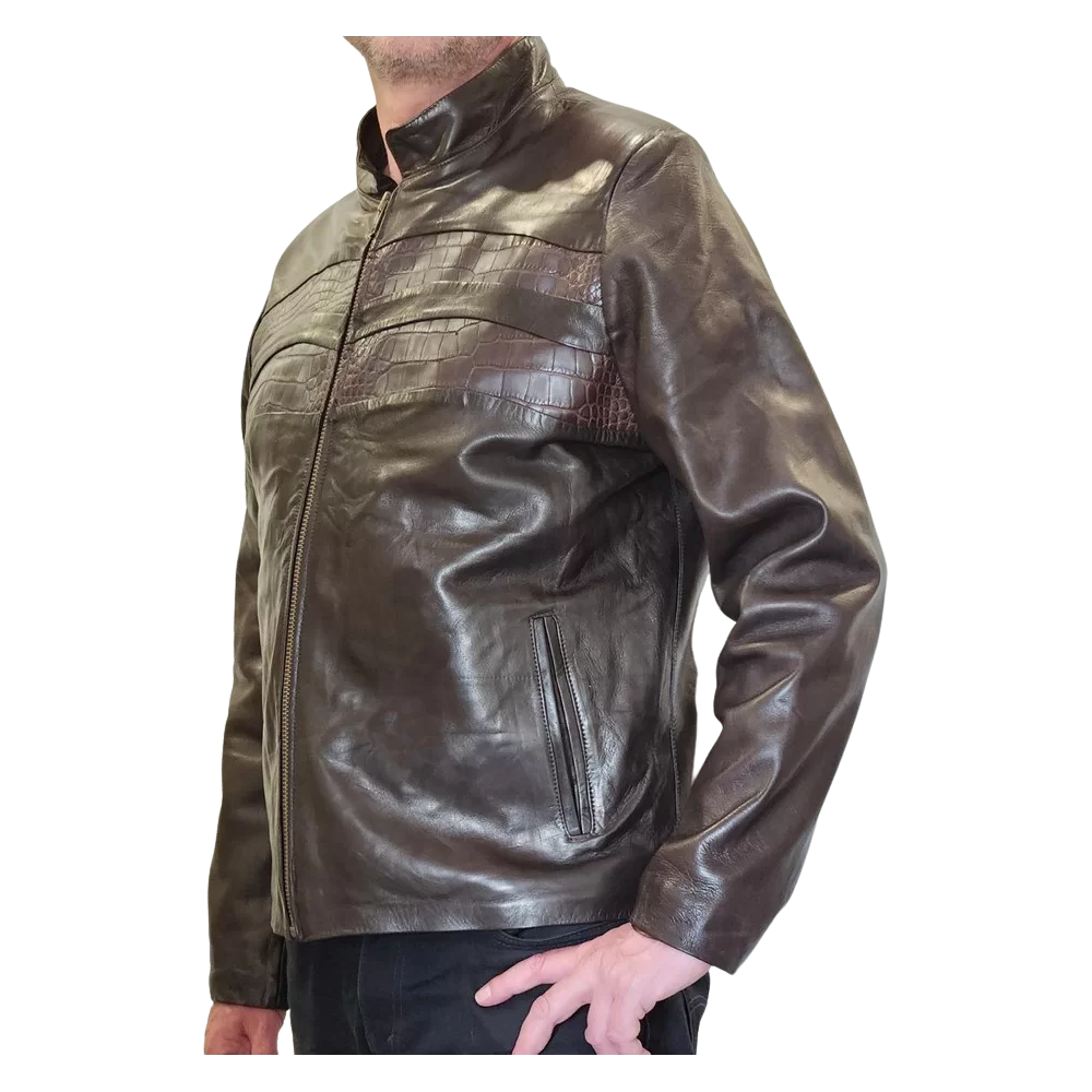 Blouson cuir de crocodile python autruche agneau plong mod le Jungle