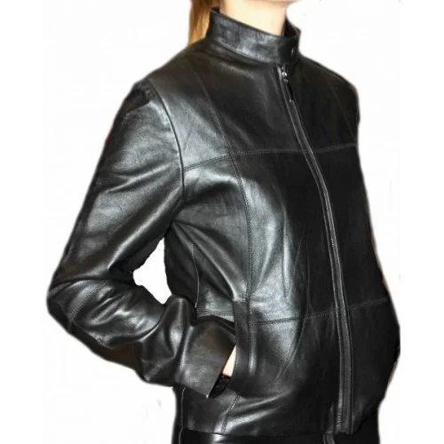Blouson en cuir agneau noir modèle Barbara
