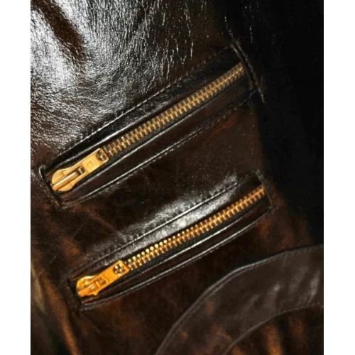 Blouson en cuir de vachette marron modèle Audrey