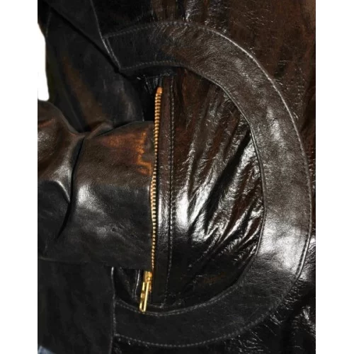 Blouson en cuir de vachette marron modèle Audrey