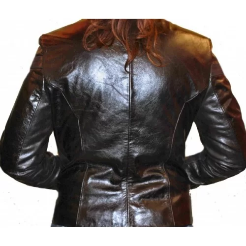 Blouson en cuir de vachette marron modèle Audrey