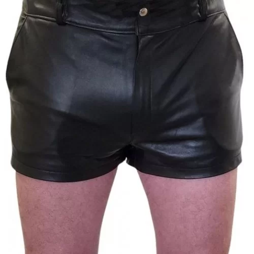 Short cuir homme en agneau noir modèle Eric