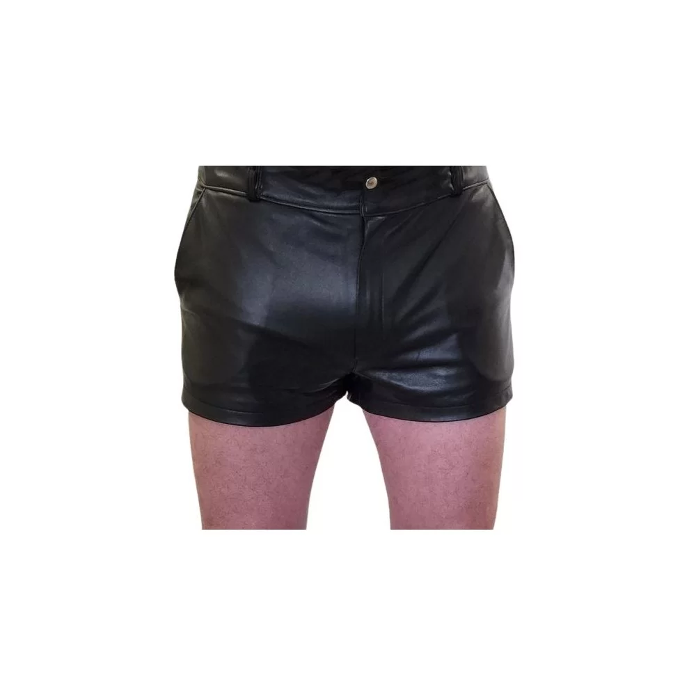 Short cuir homme en agneau noir modèle Eric