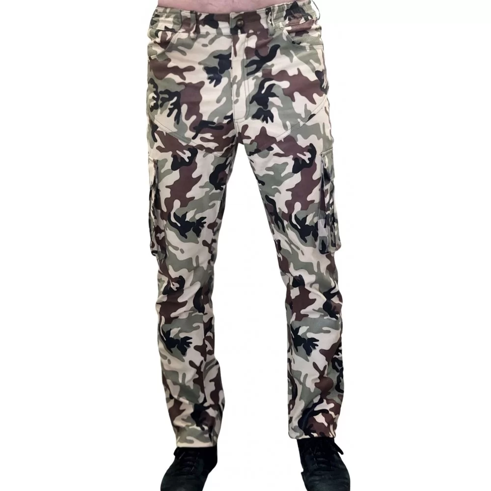 Pantalon cargo cuir agneau camouflage modèle Army