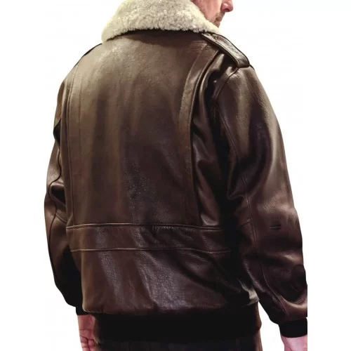 Blouson cuir type aviateur vachette marron col mouton amovible blanc modèle Tornado