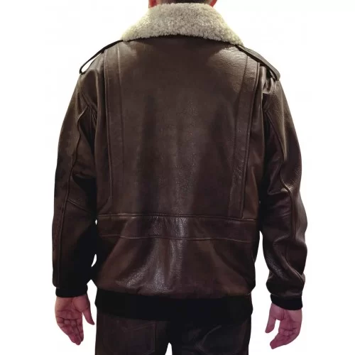 Blouson cuir type aviateur vachette marron col mouton amovible blanc modèle Tornado