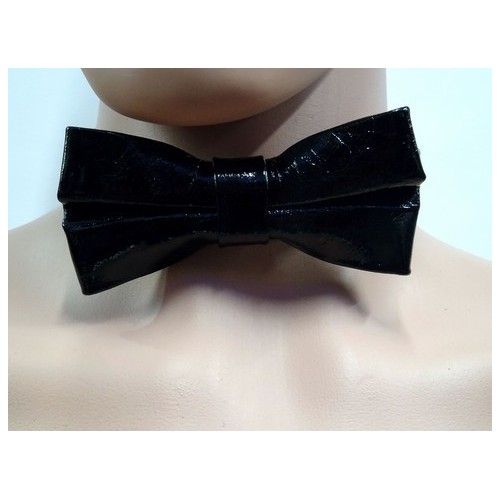 Noeud papillon cuir agneau ciré noir