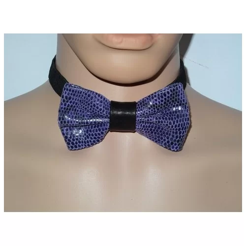 Noeud papillon cuir agneau fantaisie violet et noir