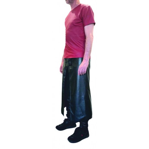 PANTALON JUPE TYPE GLADIATEUR EN CUIR AGNEAU ROUGE ET NOIR JUPE AMOVIBLE ET REVERSIBLE MODELE GlADIATOR