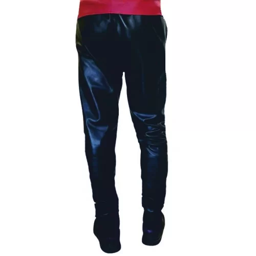 PANTALON JUPE TYPE GLADIATEUR EN CUIR AGNEAU ROUGE ET NOIR JUPE AMOVIBLE ET REVERSIBLE MODELE GlADIATOR