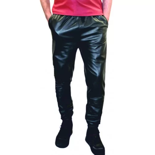 PANTALON JUPE TYPE GLADIATEUR EN CUIR AGNEAU ROUGE ET NOIR JUPE AMOVIBLE ET REVERSIBLE MODELE GlADIATOR