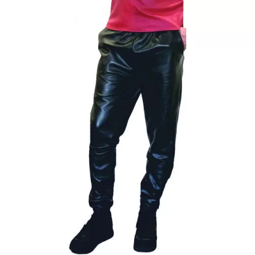 Panatalon de jogging en cuir agneau noir modéle Julino
