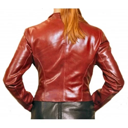 Blouson cuir de vachette bordeaux modèle Asia