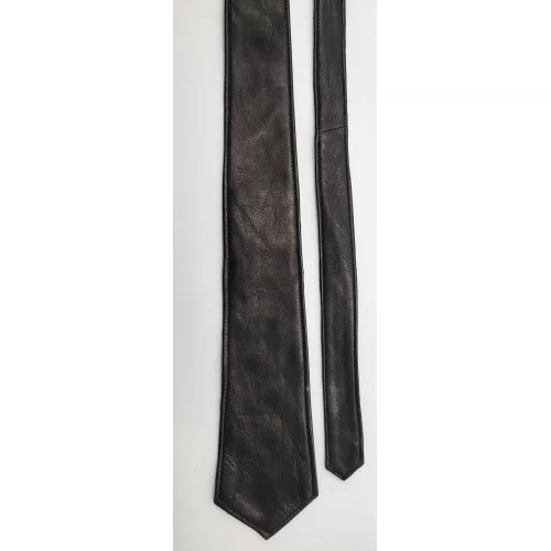 Cravate large en cuir agneau noir possibilité 100 couleurs