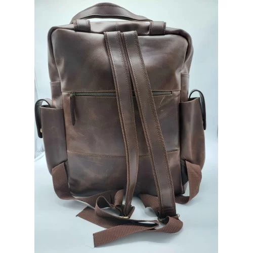 Sac a dos baroudeur multi poches vachette marron vintage