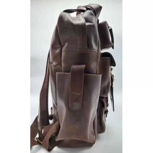 Sac a dos baroudeur multi poches vachette marron vintage