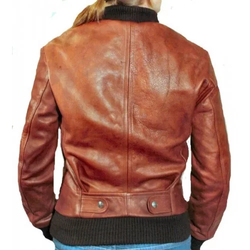 Blouson cuir style teedy en vachette sauvage marron modèle Angie