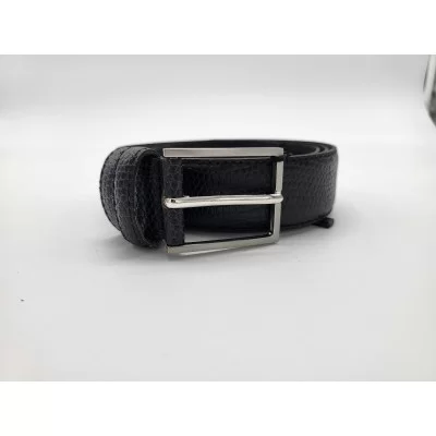 Ceinture en cuir de vachette couleur noir impression reptile