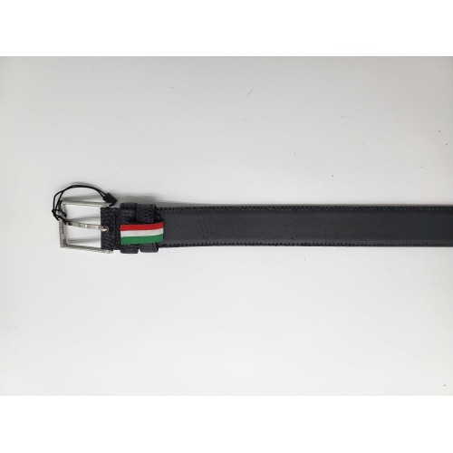 Ceinture en cuir de vachette couleur noir impression reptile