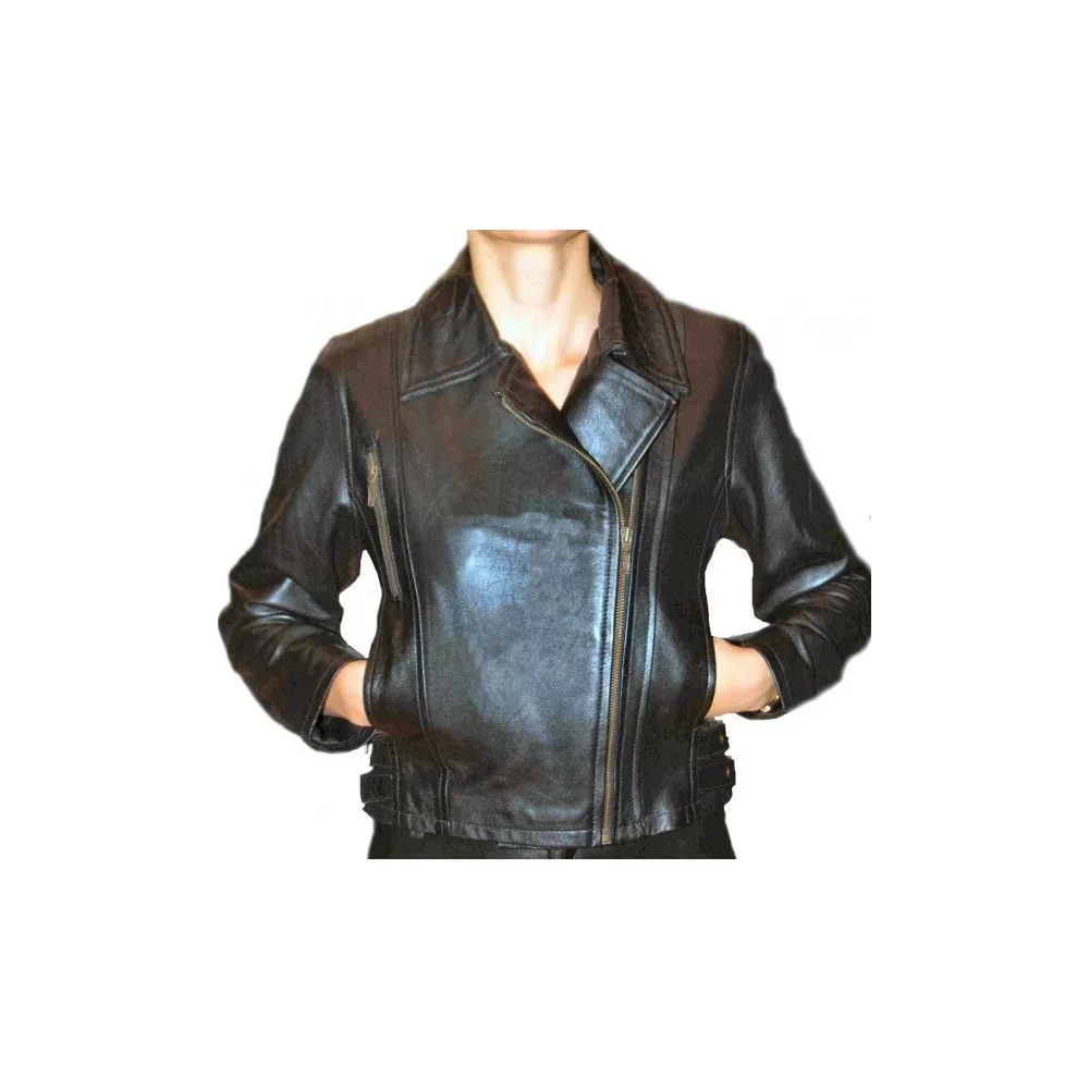Blouson cuir femme modèle Anastazia agneau noir