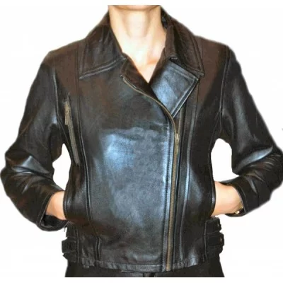 Blouson cuir femme modèle Anastazia agneau noir
