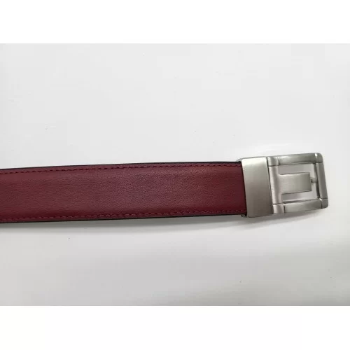 Ceinture en cuir de vachette véritable réversible couleurs rouge et noir, boucle métallique