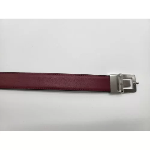 Ceinture en cuir de vachette véritable réversible couleurs rouge et noir, boucle métallique