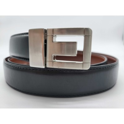 Ceinture en cuir véritable  réversible en vachette marron et noir
