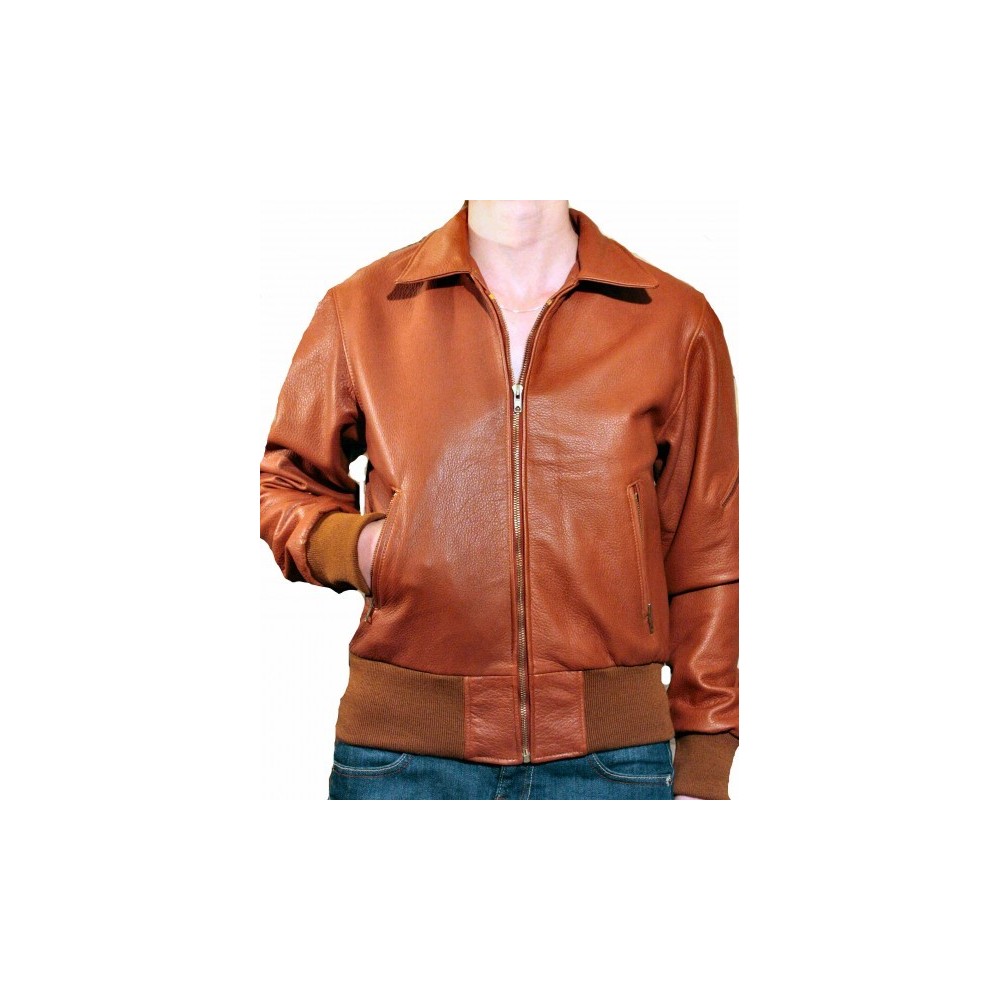 Blouson femme en vacheet sauvage modèle Anais culeur Camel