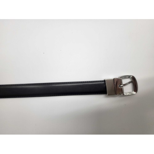Ceinture en cuir de vachette réversible bleu et noir boucle métallique